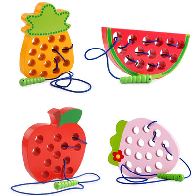 ✅ Juguetes educativos de madera Montessori - "Gusano come fruta"
