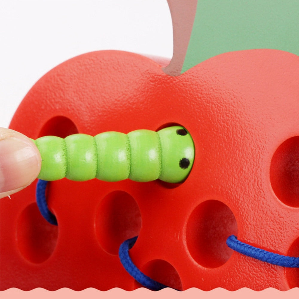 ✅ Juguetes educativos de madera Montessori - "Gusano come fruta"