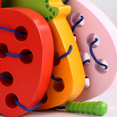✅ Juguetes educativos de madera Montessori - "Gusano come fruta"