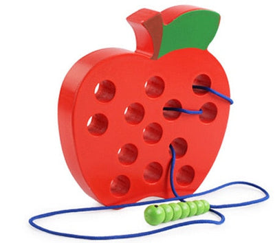 ✅ Juguetes educativos de madera Montessori - "Gusano come fruta"