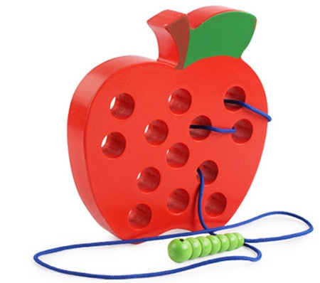 ✅ Juguetes educativos de madera Montessori - "Gusano come fruta"