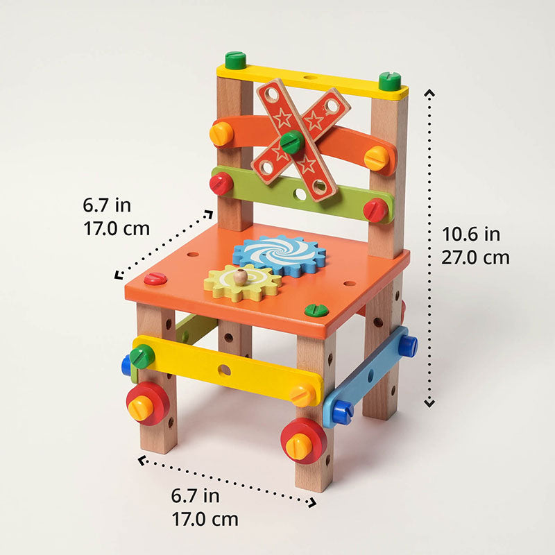 Fidtoy Chaise de construction en bois pour enfants de 3 ans et plus