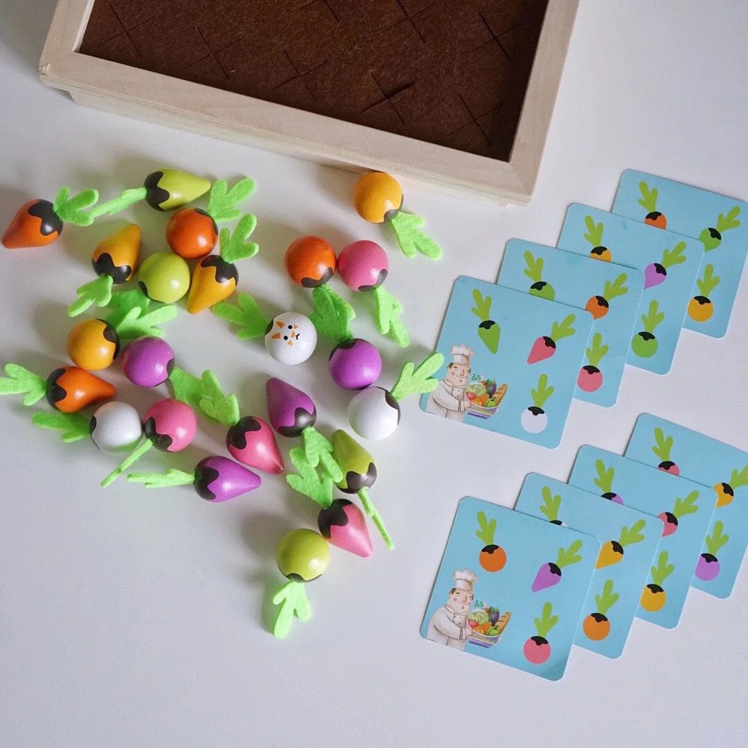 Juego de memoria de tirar zanahorias – Juguete para habilidades motrices finas y de emparejamiento