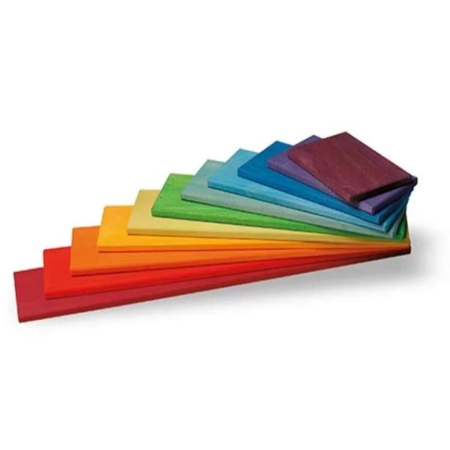 Fidtoy Jouet de construction en bois, rectangulaire, arc-en-ciel, ouvert, 3 ans et +