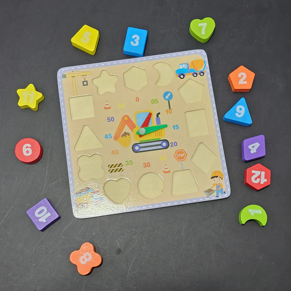 Reloj de madera con bloques – Juguete educativo | Bacha Toys