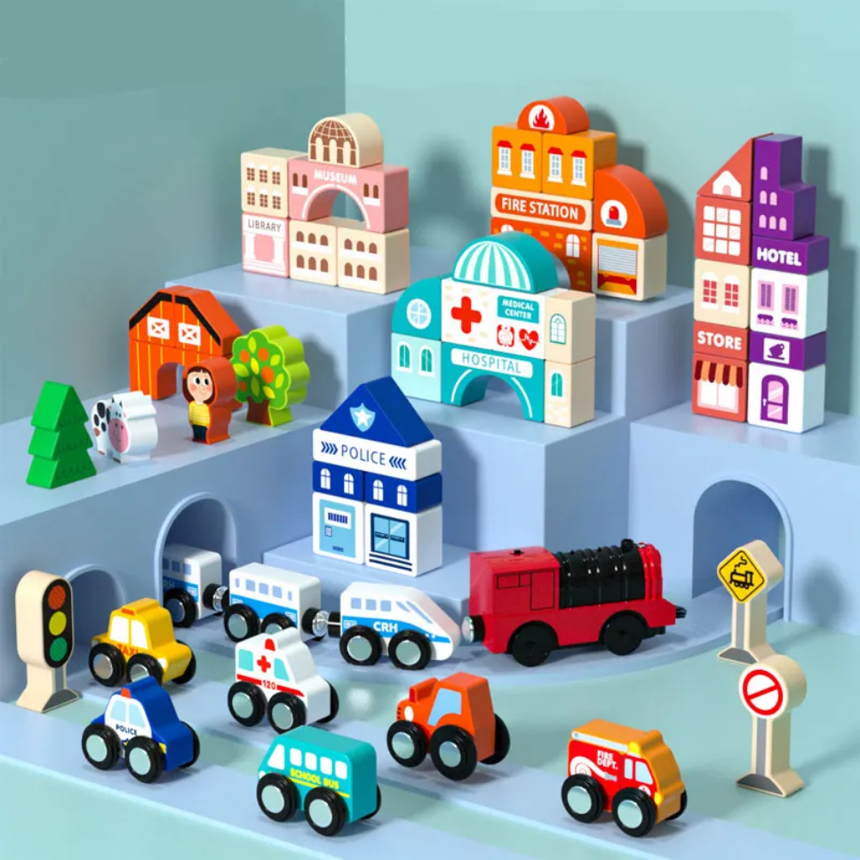 Train Track Montessori Wooden Blocks
