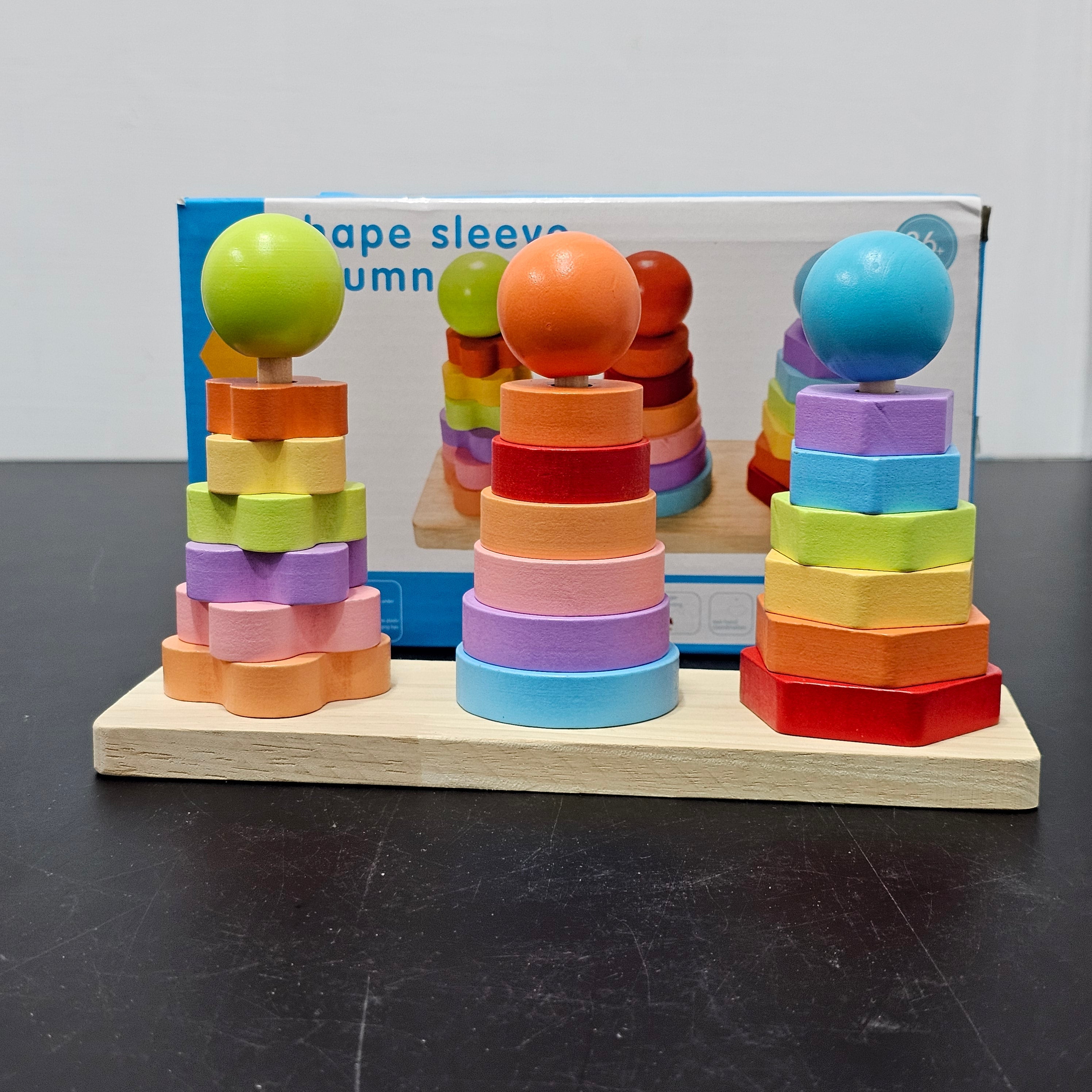 Columna de estantes con formas de madera – Juguete de actividad Montessori para niños | Bacha Toys