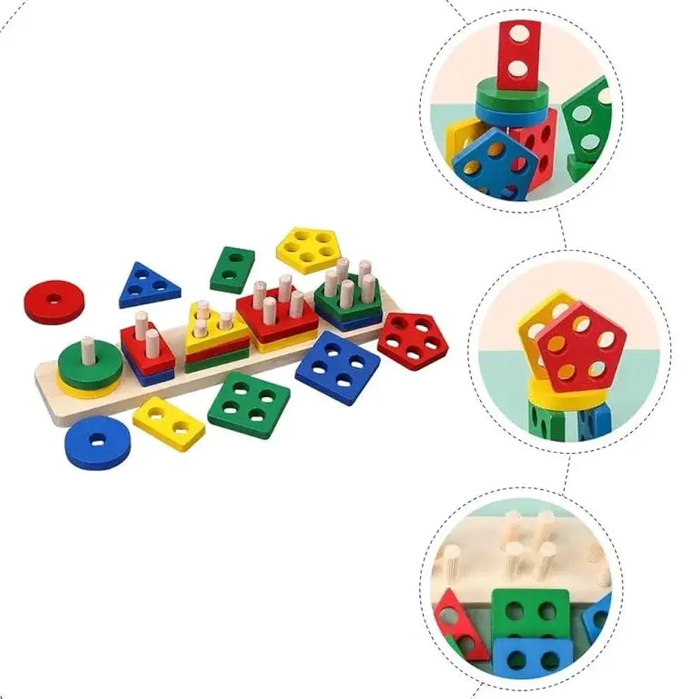 Bandeja de formas de 5 piezas con caja de madera – Juguete educativo para clasificar para niños | Bacha Toys