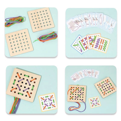 Juego Montessori de emparejar patrones con cuerdas – Actividad de motricidad fina y discriminación visual para preescolares
