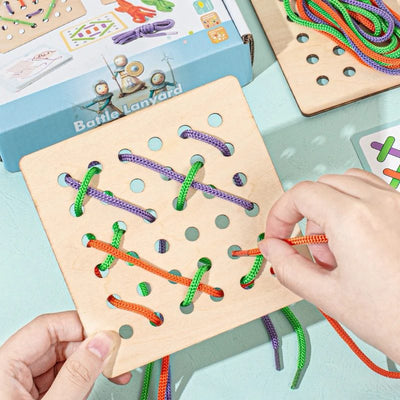 Juego Montessori de emparejar patrones con cuerdas – Actividad de motricidad fina y discriminación visual para preescolares