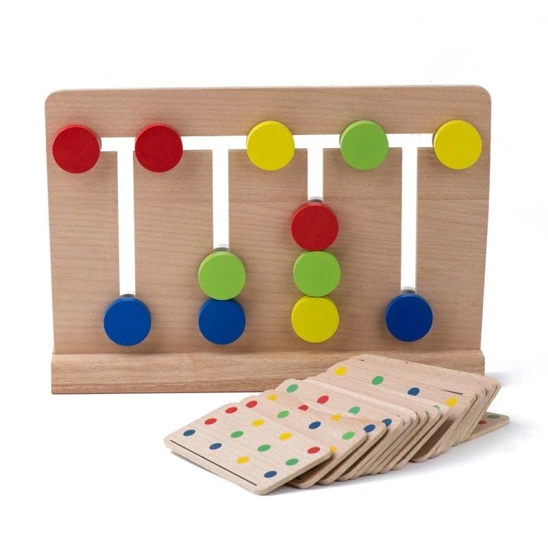 Juego de laberinto lógico de madera Montessori, juguete de emparejamiento de colores lógico, puzle de entrenamiento cerebral.