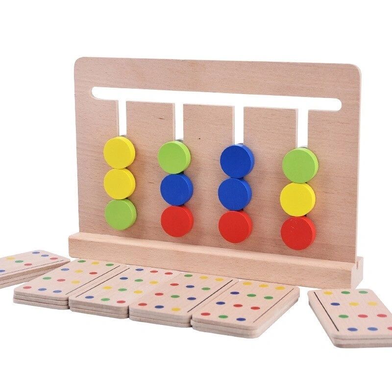 Juego de laberinto lógico de madera Montessori, juguete de emparejamiento de colores lógico, puzle de entrenamiento cerebral.