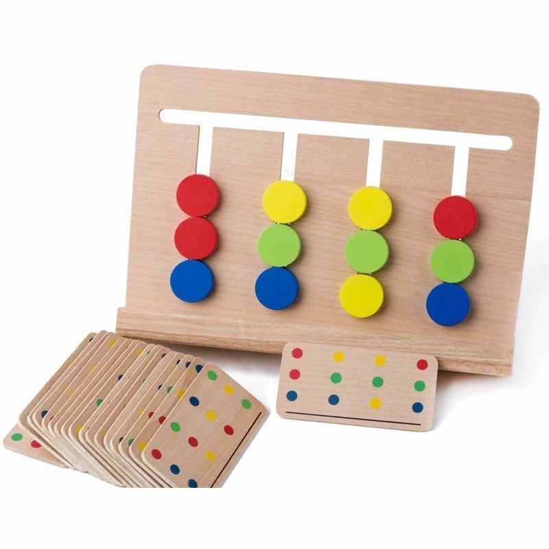 Juego de laberinto lógico de madera Montessori, juguete de emparejamiento de colores lógico, puzle de entrenamiento cerebral.