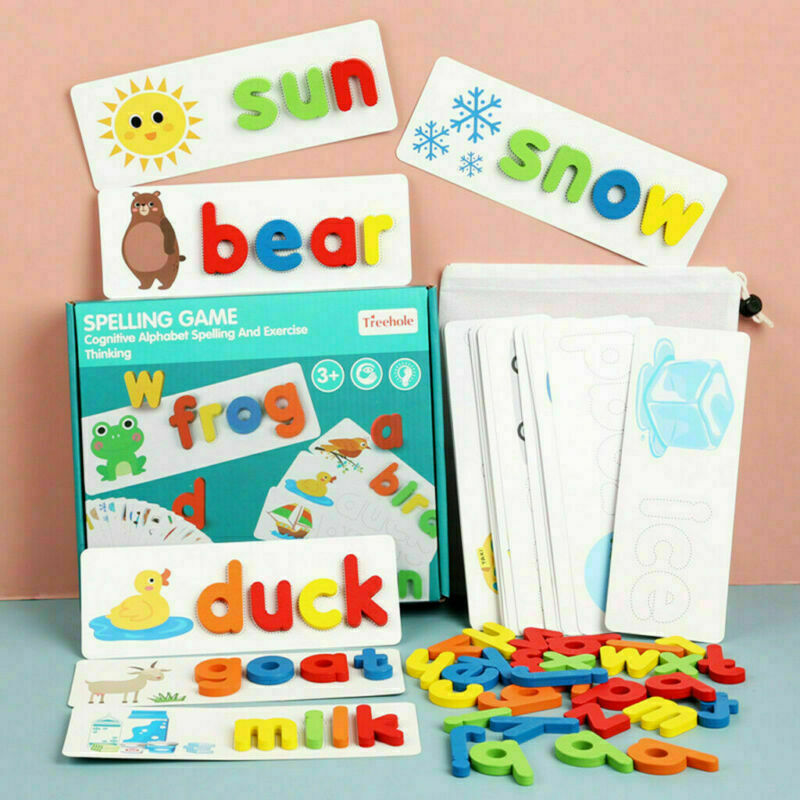Juego de ortografía con abecedario de madera Fidtoy para el aprendizaje de los niños