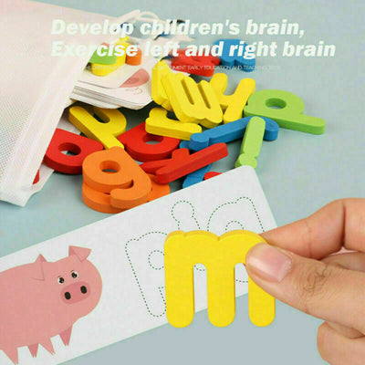 Juego de ortografía con abecedario de madera Fidtoy para el aprendizaje de los niños