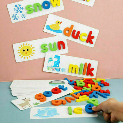 Juego de ortografía con abecedario de madera Fidtoy para el aprendizaje de los niños