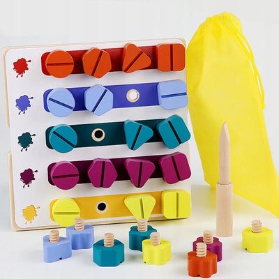 Tablero de destornilladores de madera para emparejar colores