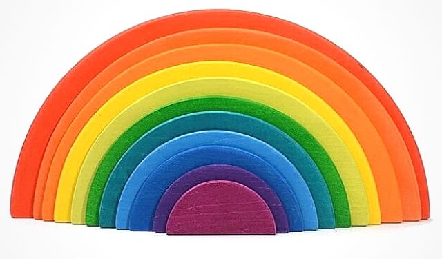 Jouet de construction en bois Fidtoy arc-en-ciel en demi-cercle pour enfants de 3 ans et plus