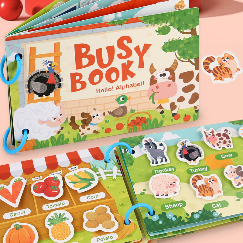 Libro sensorial Montessori Fidtoy para niños pequeños, aprendizaje interactivo del alfabeto