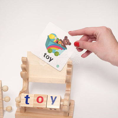 Fidtoy Montessori Spin and Spell Toy pour Enfants – Jeu d'orthographe en Bois pour l'apprentissage précoce de la lecture