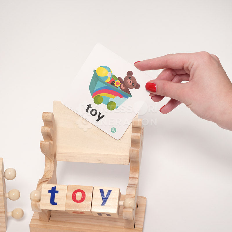 Fidtoy Montessori Spin and Spell Toy pour Enfants – Jeu d'orthographe en Bois pour l'apprentissage précoce de la lecture