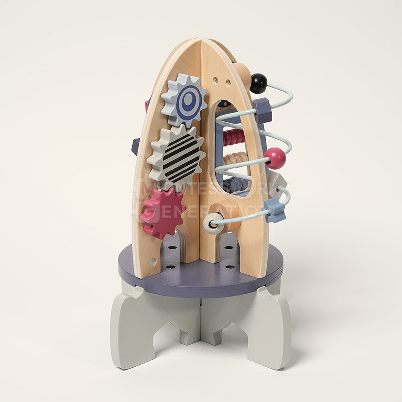 Jouet d'activités Fidtoy Fusée en bois pour tout-petits – Jouet d'apprentissage multi-activités STEM dès 1 an