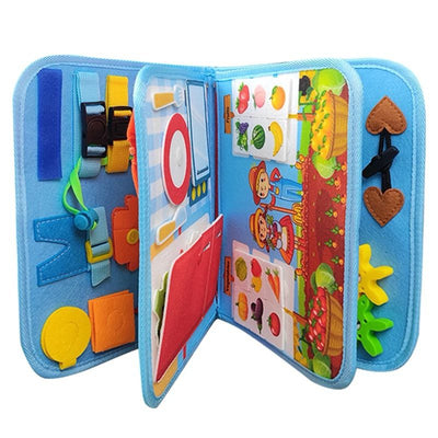 Tabla de fieltro sensorial para niños pequeños - Juguete de viaje con habilidades prácticas para la vida con temática espacial, sirenas y dinosaurios