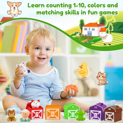 Fidtoy Montessori Farm Animal Set for Toddler Learning (20pcs)