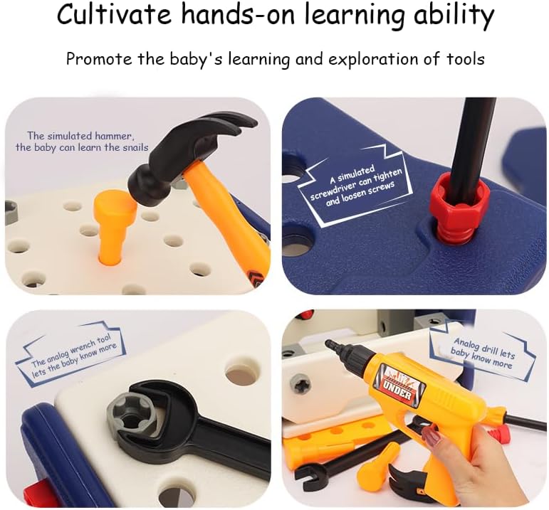 Fidtoy Multi Function DIY Tool Table for Kids Little Engineer Pretend Play Kit Age 3+