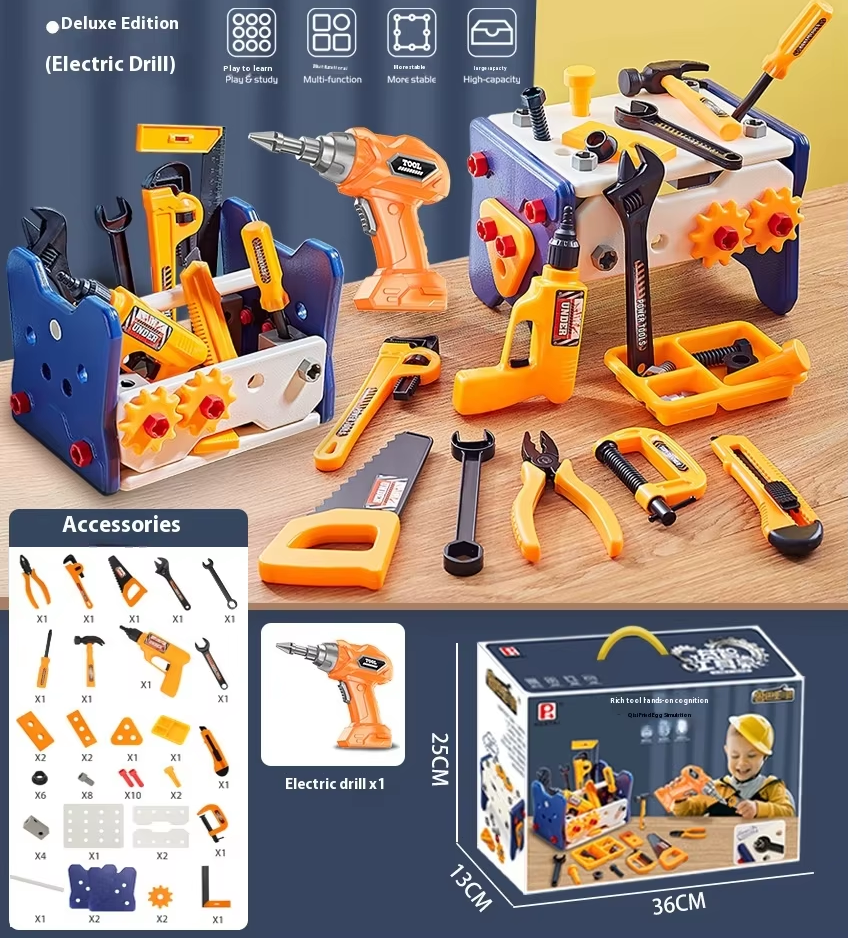 Fidtoy Multi Function DIY Tool Table for Kids Little Engineer Pretend Play Kit Age 3+