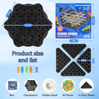 Juego de mesa familiar Chain Triangle Chess - 2 a 4 jugadores