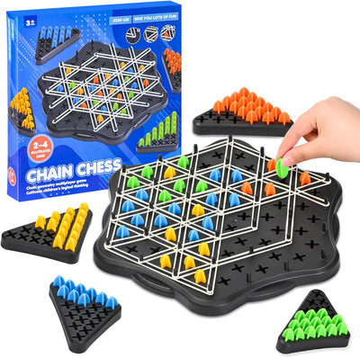Juego de mesa familiar Chain Triangle Chess - 2 a 4 jugadores