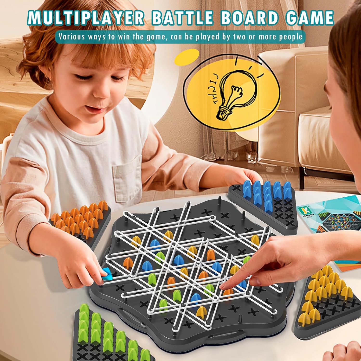 Juego de mesa familiar Chain Triangle Chess - 2 a 4 jugadores