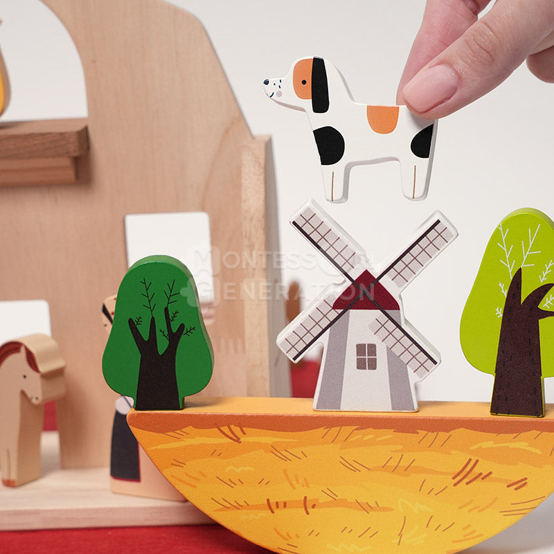 Fidtoy Juego de Granja de Viaje para Niños Pequeños – Juguete Portátil de Juego de Imitación con 16 Animales de Madera, Edad 2+
