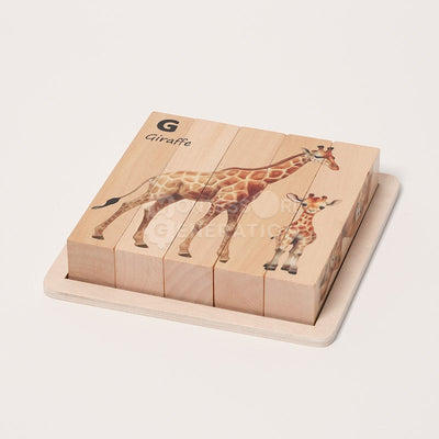 Fidtoy Wooden Animal Puzzle for Toddlers – 4-in-1 Rotating Block Learning Toy Age 2+