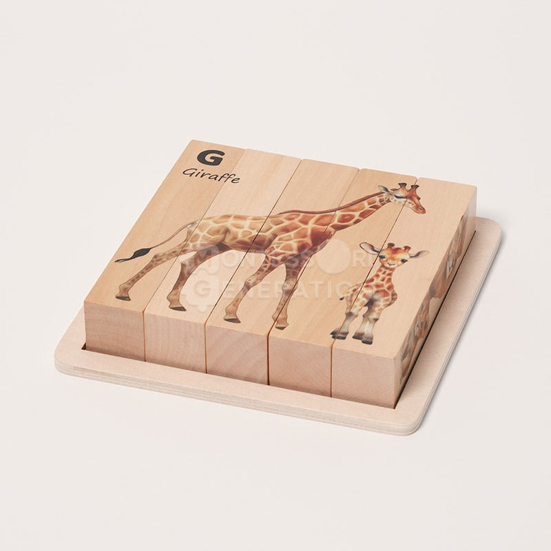 Fidtoy Wooden Animal Puzzle for Toddlers – 4-in-1 Rotating Block Learning Toy Age 2+
