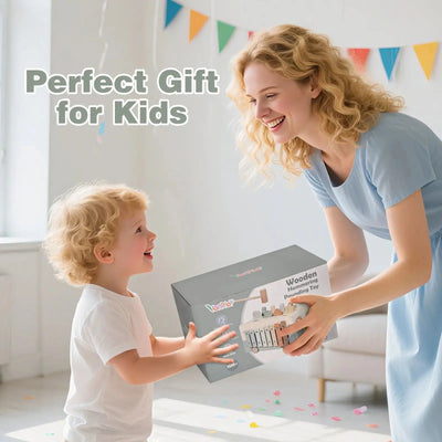 Fidtoy Montessori Hammering Toy 7-in-1 Wooden Activity Cube for Toddlers Musical Learning Toy