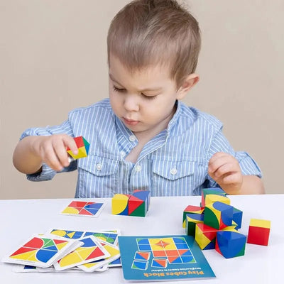 Wooden 3D Puzzle Pixy Cubes Block Game