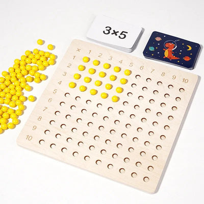 Tablero de multiplicación y división de madera – Juguete de aprendizaje de matemáticas inspirado en Montessori