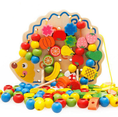 Juego de cuentas de erizo de madera Fidtoy