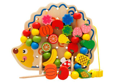 Juego de cuentas de erizo de madera Fidtoy