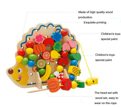 Juego de cuentas de erizo de madera Fidtoy