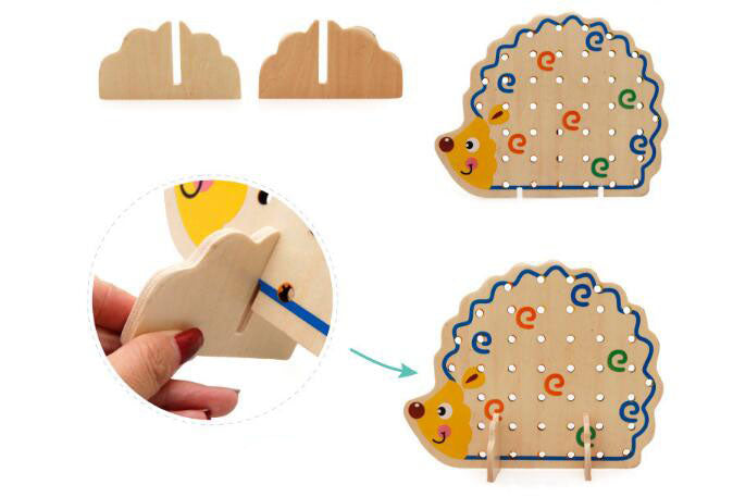 Fidtoy Jeu de Perles Hérisson, Jouet à Enfiler en Bois