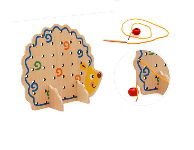 Juego de cuentas de erizo de madera Fidtoy