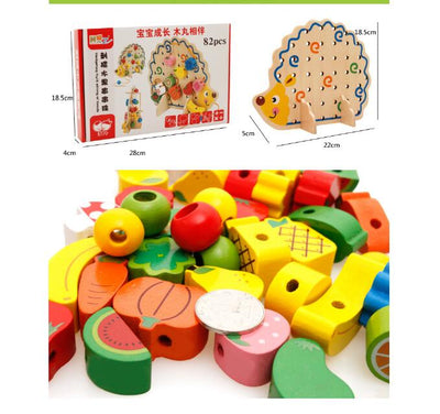 Juego de cuentas de erizo de madera Fidtoy