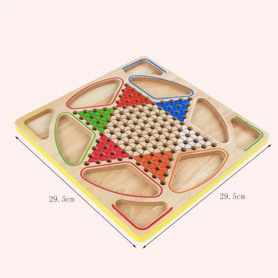 Wooden Checker Board & Ludo 2-in-1 Premium Classic Family Game