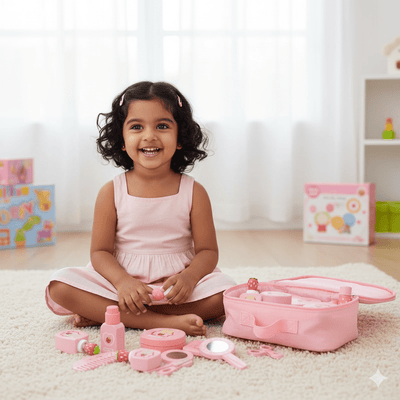 Trousse de maquillage en bois Ensemble de maquillage de princesse Simulation petite fille Cadeau d'anniversaire du Nouvel An