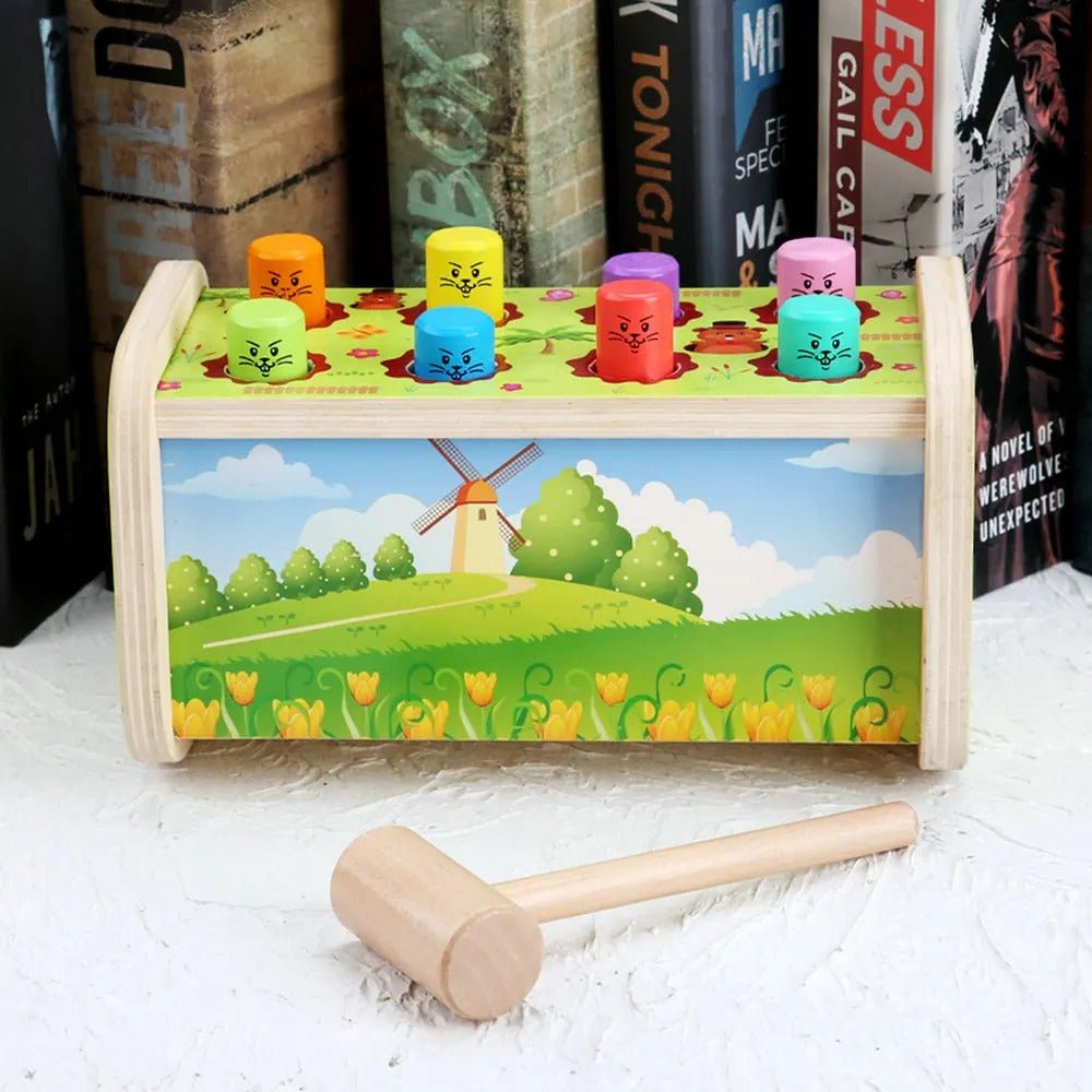Jeu de marteau en bois | 8 hamsters à bascule