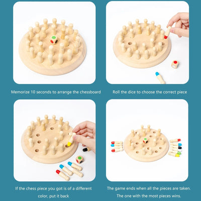 Jeu d'échecs en bois Memory Match Stick - Jouet éducatif pour garçons et filles