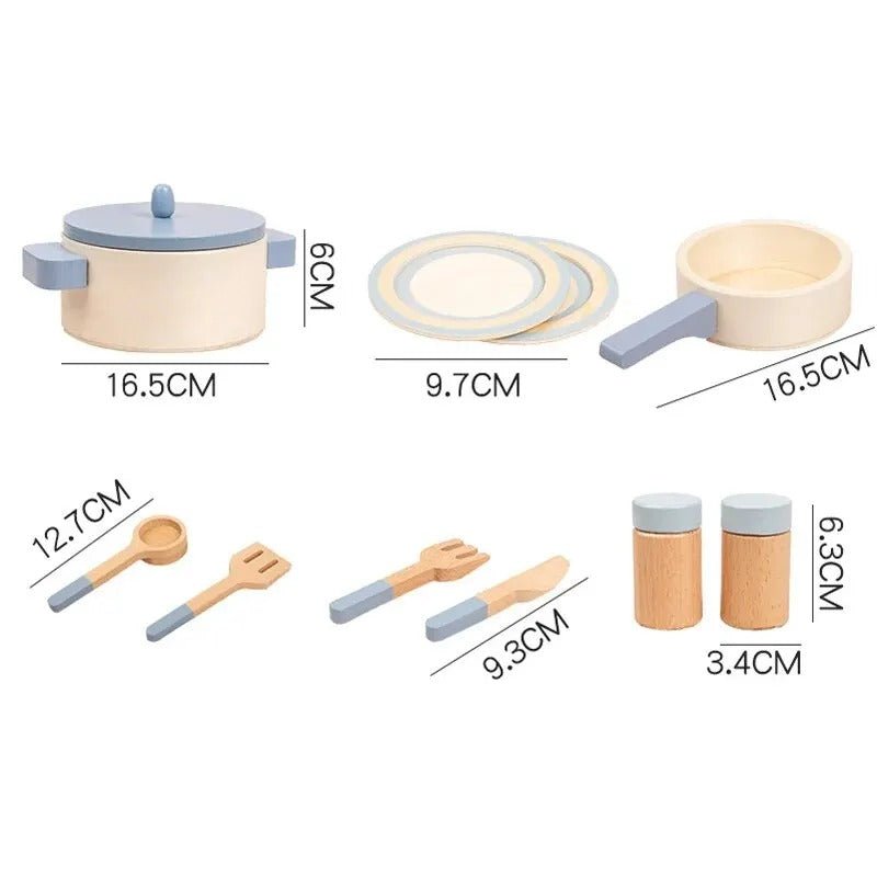 Jouets de cuisine en bois pour enfants, mini-ustensiles de cuisine, casserole, poêle, jeu d'imitation, jouets éducatifs pour filles
